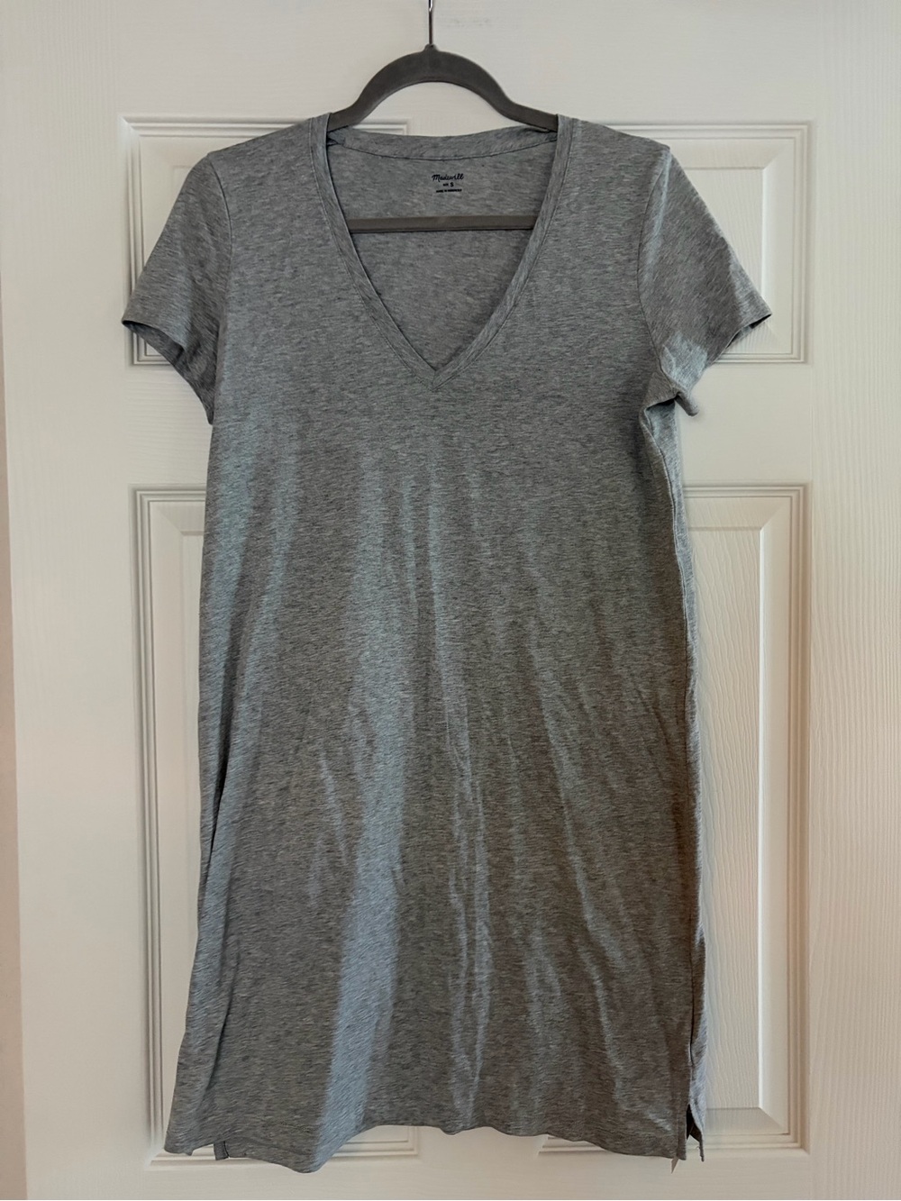 Madewell  V Neck Short Sleeve  T Shirt Dress Gray Size Small